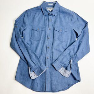 Express Long Sleeve Button Up Shirt Adult Small Fitted Blue Casual Men S